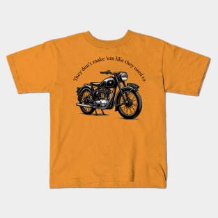Vintage Motorcycle They Don't Make 'Em Like They Used To Black Work Ink Minimalist Kids T-Shirt